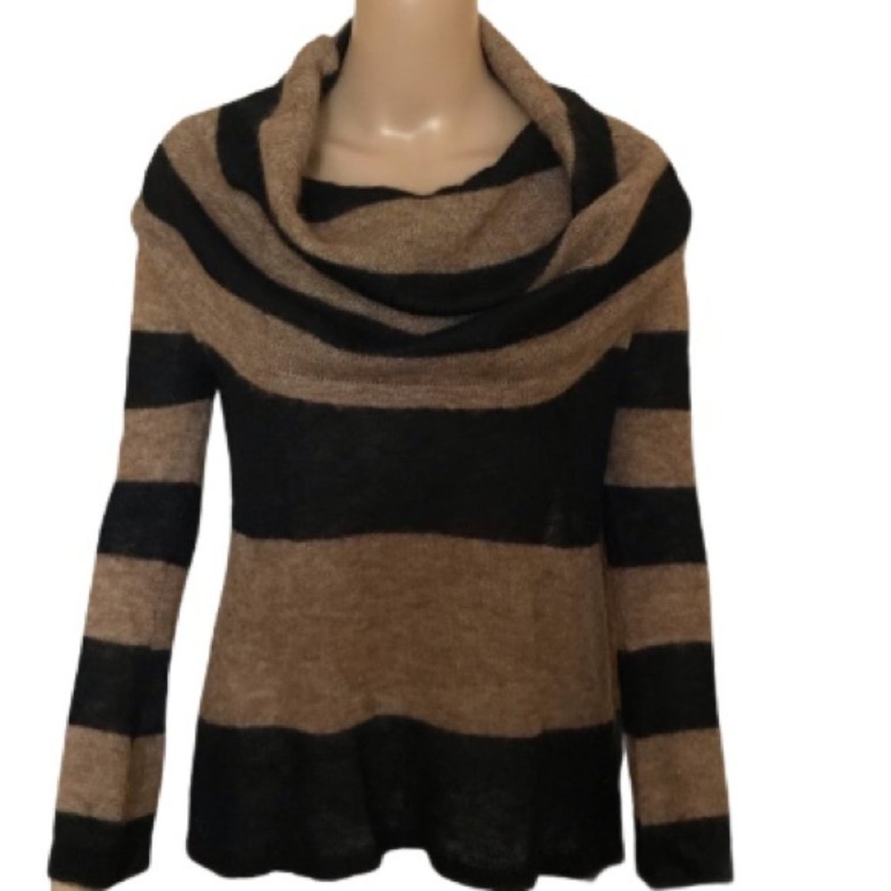 Free People Brown Lulu Rugby Stripe Cowl Neck Sweater - Picture 11 of 11